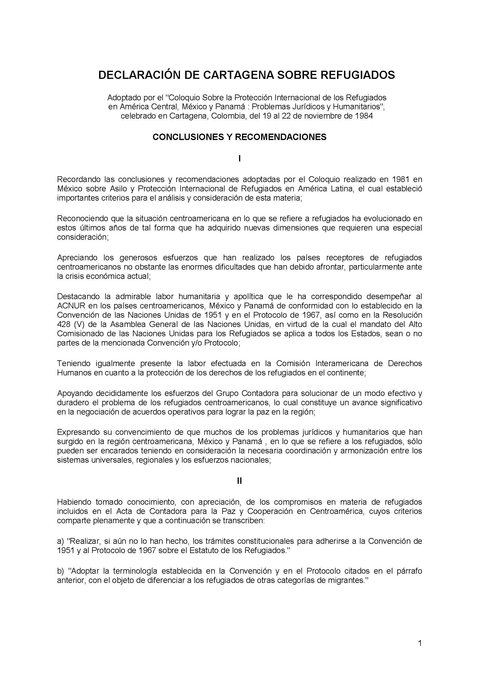 Declaración de Cartagena sobre Refugiados