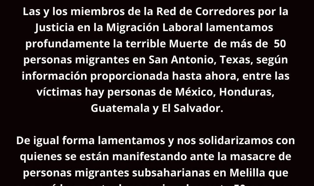 Comunicado en Respuesta a Masacres de Personas Migrantes en Texas y Melilla