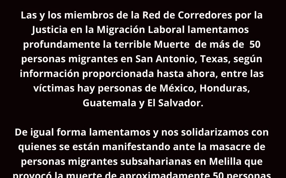 Comunicado en Respuesta a Masacres de Personas Migrantes en Texas y Melilla