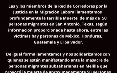 Comunicado en Respuesta a Masacres de Personas Migrantes en Texas y Melilla